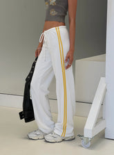 Elation Low Rise Straight Leg Track Pant White