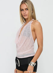 Sylara Deep Cowl Neck Top Pink