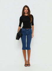Kissimo Kick Flare Capri Pants Indigo Blue