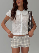 Angellika Oversized Collar Button Up Top White