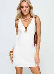 Keonie Keyhole Smock Mini Dress White