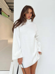 Sonelle Long Sleeve Knit Mini Dress White