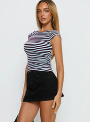 Nicolina Low Rise Denim Mini Skirt Washed Black