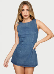 Ainsleigh Shift Denim Playsuit Mid Blue Wash
