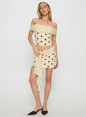 Porzia Wrap Detail Mini Skirt Cream / Polka Dot