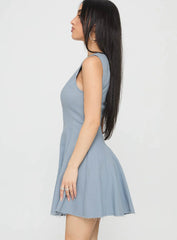 Composure Pleat Mini Dress Blue
