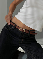 Capeside Faux Leather Belt Brown / Gold