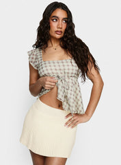 Another Day Knit Pleat Mini Skirt Butter Yellow