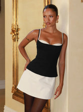Mariselle Layered Corset Mini Dress Black / Cream