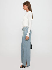 White Mustang Mid Rise Straight Leg Jean Light Blue