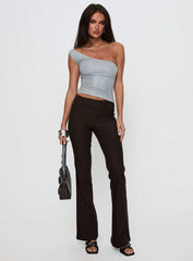 No Distractions One Shoulder Top Silver