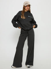 Princess Polly Stargirl Wide Leg Sweat Pants Charcoal