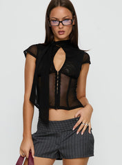 Anistasia Mesh Keyhole Corset Top Black