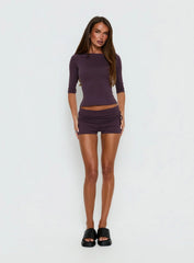 Daily Define Ruched Tie Side Micro Shorts Aubergine