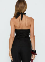 Sensational Cross Front Tie Detail Top Black