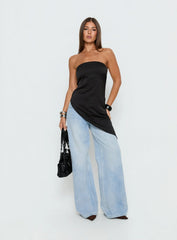 Lamia Strapless Asymmetrical Top Black
