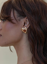 Living Easy Heart Earrings Gold