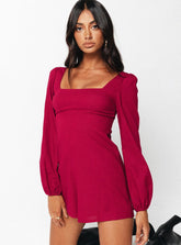 Hastings Long Sleeve Romper Burgundy