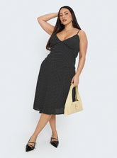 Cabernet Asymmetrical Set Black Polka Curve