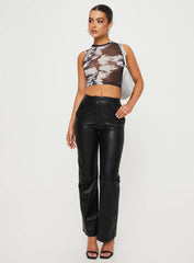 Zyaire Mid Rise Faux Leather Pants Black