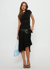 Esmeray Midi Knit Skirt Sheer Black