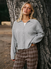 Nadyna Collared Cardigan Grey Marle