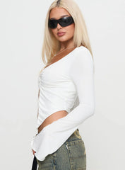 Holli Long Sleeve Twist Top White