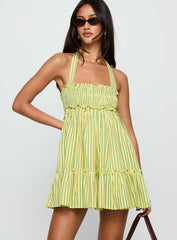Tiptoe Mini Dress Yellow Stripe