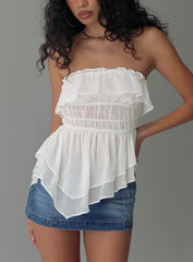 Ginnilee Strapless Frill Top White