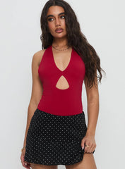 Sugarberry Cut Out Bodysuit Red