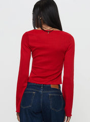 Rowynne Long Sleeve Tie Up Top Red