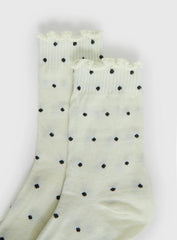 Pillowtalk Frill Socks Cream Polka