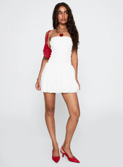 Anemone Bubble Hem Mini Dress White