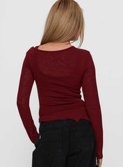 Lefort Long Sleeve Top Burgundy