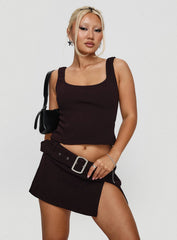 Genessa Belted Micro Mini Skirt Wine