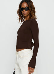 Harpur Long Sleeve Backless Top Chocolate