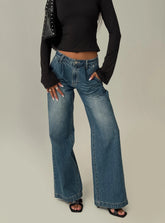 Laguardia Mid Rise Wide Leg Jeans Dark Blue Wash