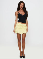 Kiwie Ruched Mini Skirt Butter Yellow