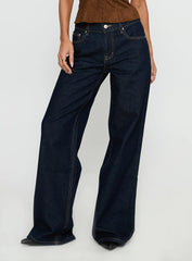 Favourite Reference Mid Rise Straight Leg Jeans Dark Indigo
