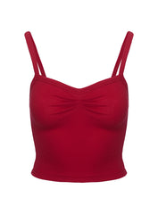 Essentials Ruched Rib Cami Top Red