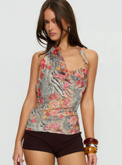 Analyssa Cowl Neck Top Leopard Floral