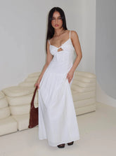 Lady Belle Drop Waist Pleat Maxi Dress White