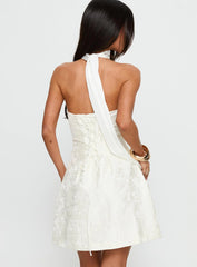 Pearla Strapless Scarf Mini Dress Ivory