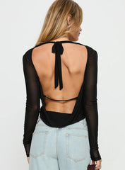 Carefree Days Long Sleeve Cowl Neck Top Black