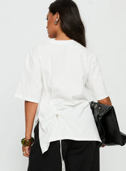 Agnessa Ruched Detail Oversized Tee White