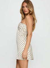Irena Strapless Mini Dress Cream / Polka Dot