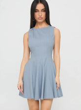Composure Pleat Mini Dress Blue