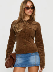 Jadeann Cord Fitted Jacket Brown