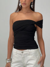 Keandra One Shoulder Top Black