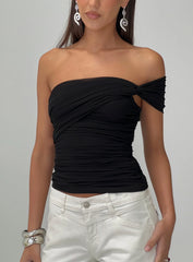 Keandra One Shoulder Top Black